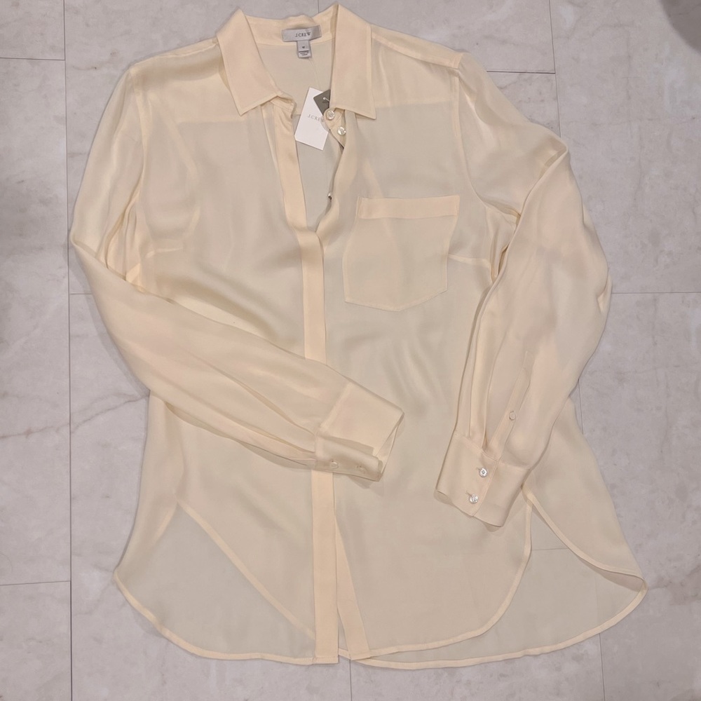 NWT J.Crew Ivory Silk Button Up Blouse